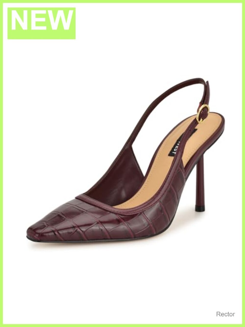 Nine West Orlanda Faux Leather Pointy Toe Stiletto Heels Adjustable Ankle Strap